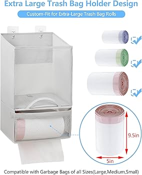 Bag Saver - Extra Large 2 in 1 Plastic Bag Holder, Durable Grocery Bag Storage, Hanging Trash Bag Dispenser Roll Organizer for Home Kitchen, Multi-Purpose for Daily, Wall Mount