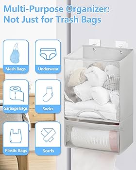 Bag Saver - Extra Large 2 in 1 Plastic Bag Holder, Durable Grocery Bag Storage, Hanging Trash Bag Dispenser Roll Organizer for Home Kitchen, Multi-Purpose for Daily, Wall Mount